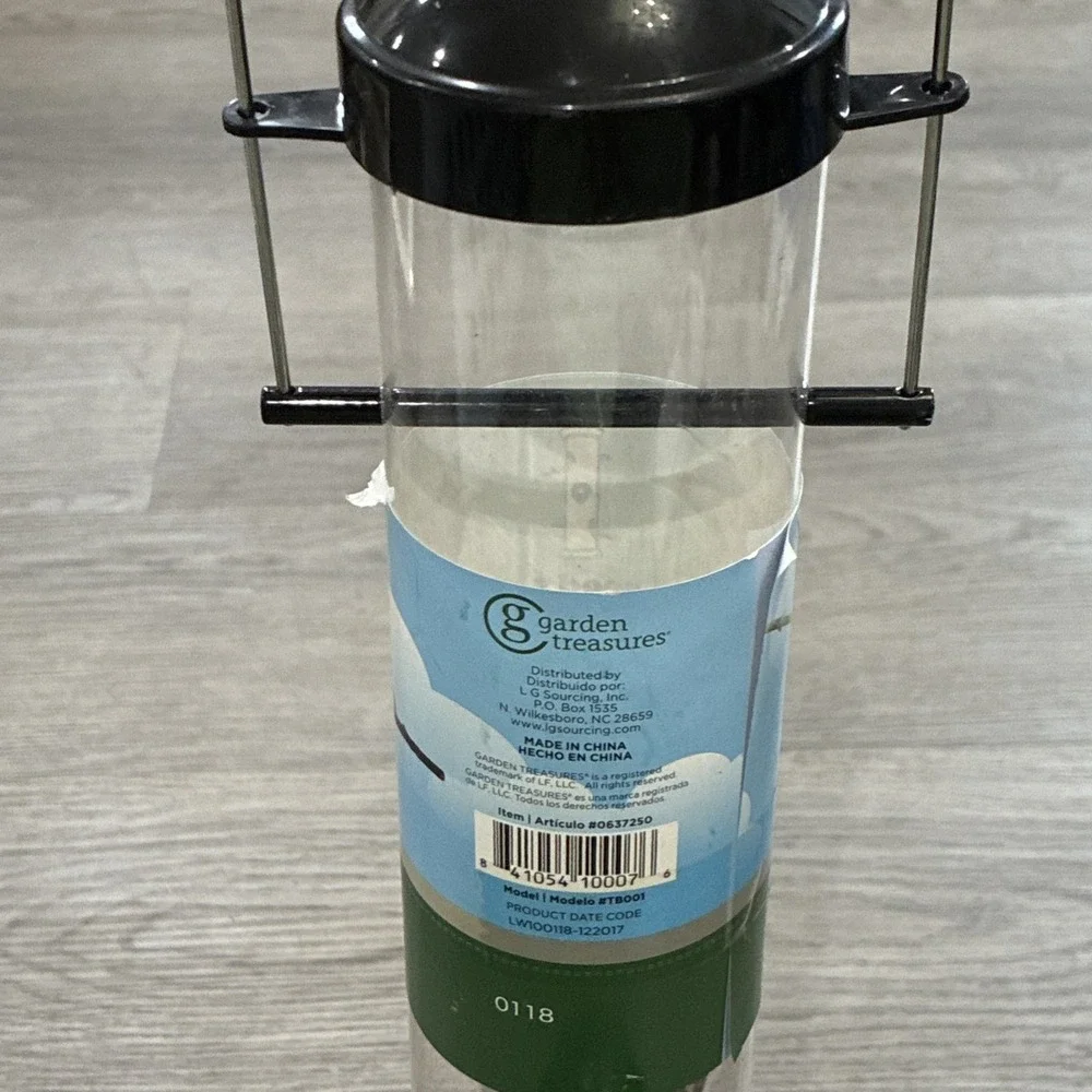 Garden Treasures Plastic 4 Port Seed Tube Feeder, Black, 1.5 Lb Capacity